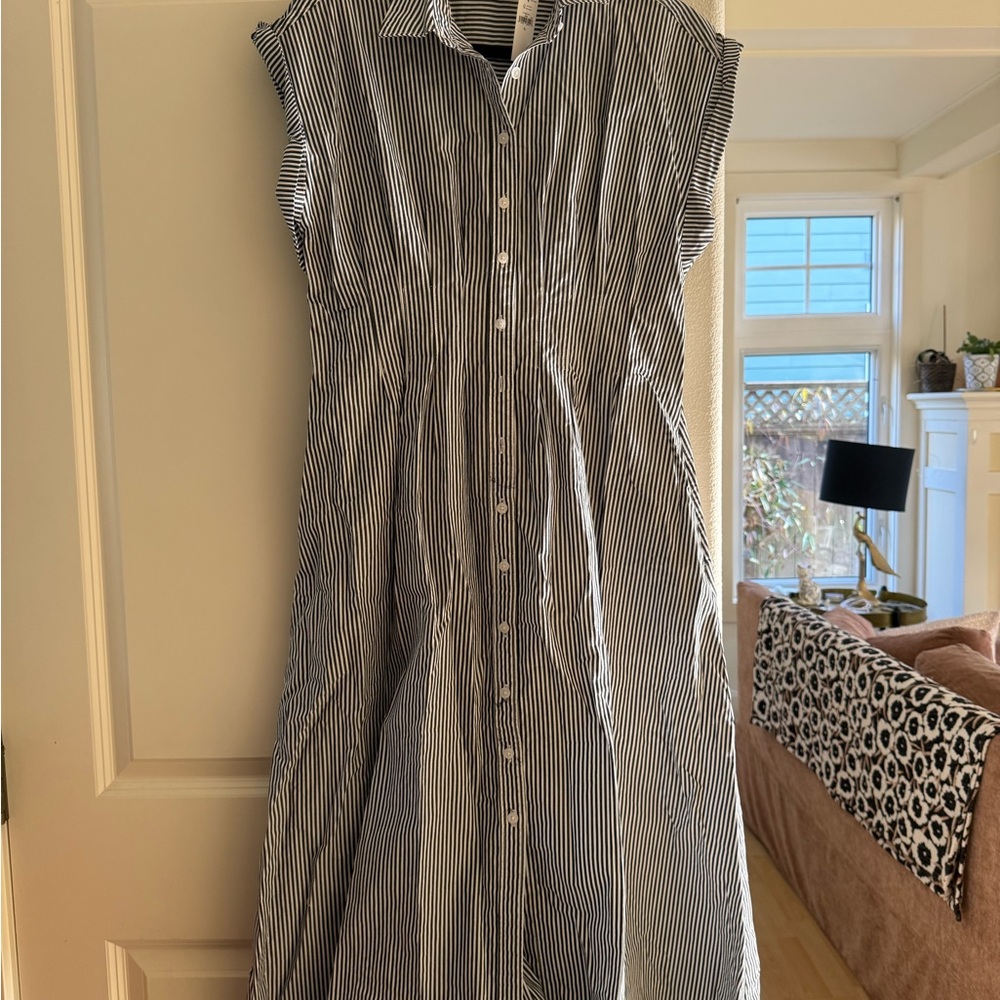GAP White and Gray Sleeveless A-Line Dress NWT